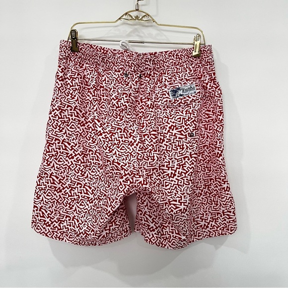 Trunks Surf & Swim shorts Trunks Size Large Red Asymmetrical Print Mesh Lined - Picture 2 of 11